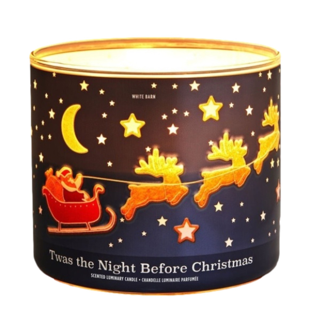 WHITE Barn/ Bath & Body Works ‘Twas the Night Before Christmas 3 Wick Candle NWT